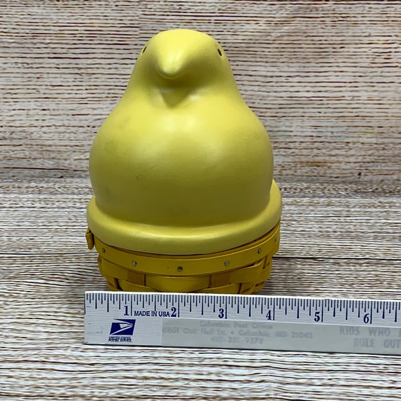 Longaberger Peeps Candy Dish Basket Yellow Ceramic Lid 2012 VLP Signed - Picture 10 of 10